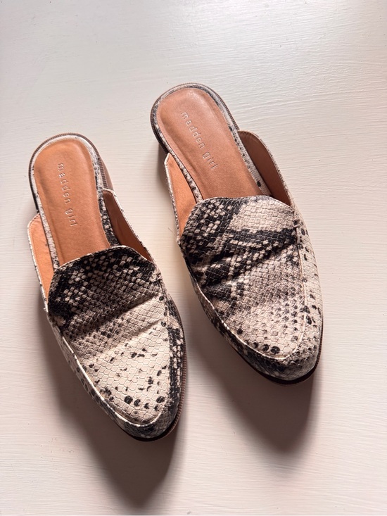 Madden Girl Shoes - Madden Girl Black & Cream Snake-Print Slide Mules